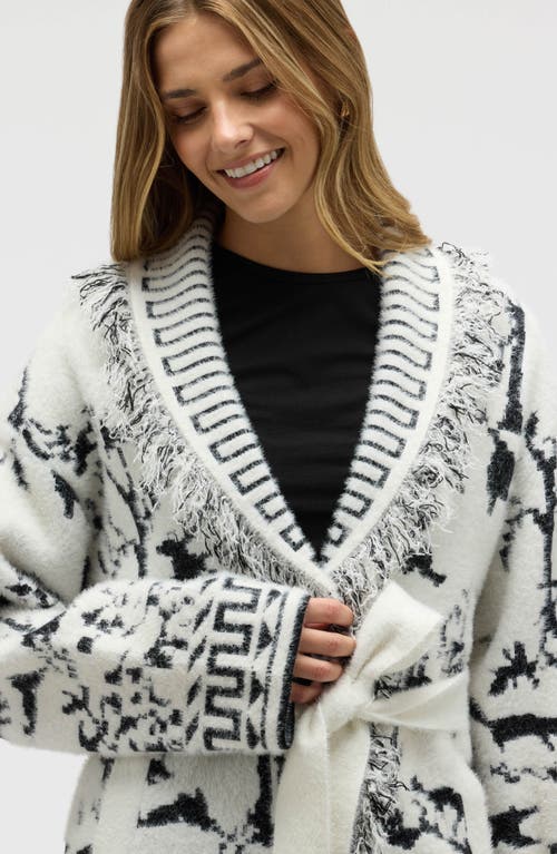Nvlt Fringed Eyelash Sweater Coat In White