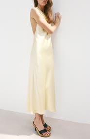 MANGO Satin Open Back Dress