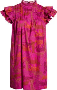 SUGARLIPS In The Jungle Print Ruffle Sleeve Shift Dress