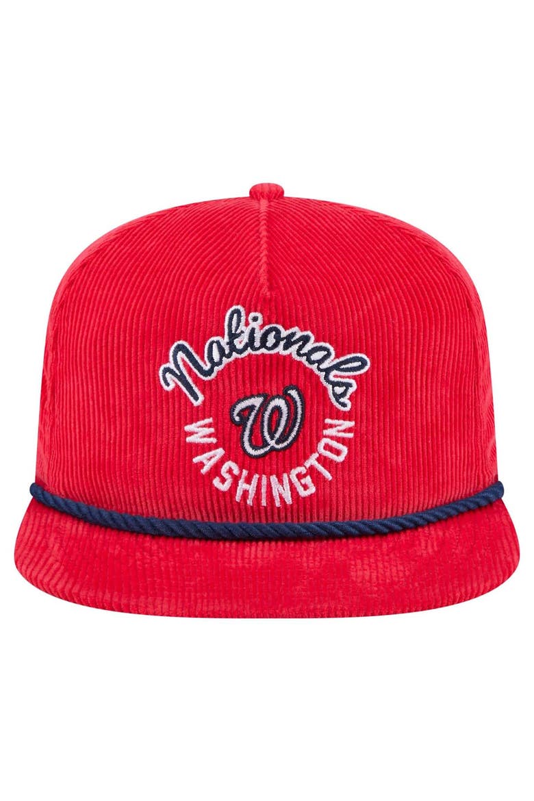 Men's New Era  Red Washington Nationals Full Circle Corduroy Golfer Adjustable Hat, Alternate, color, Red
