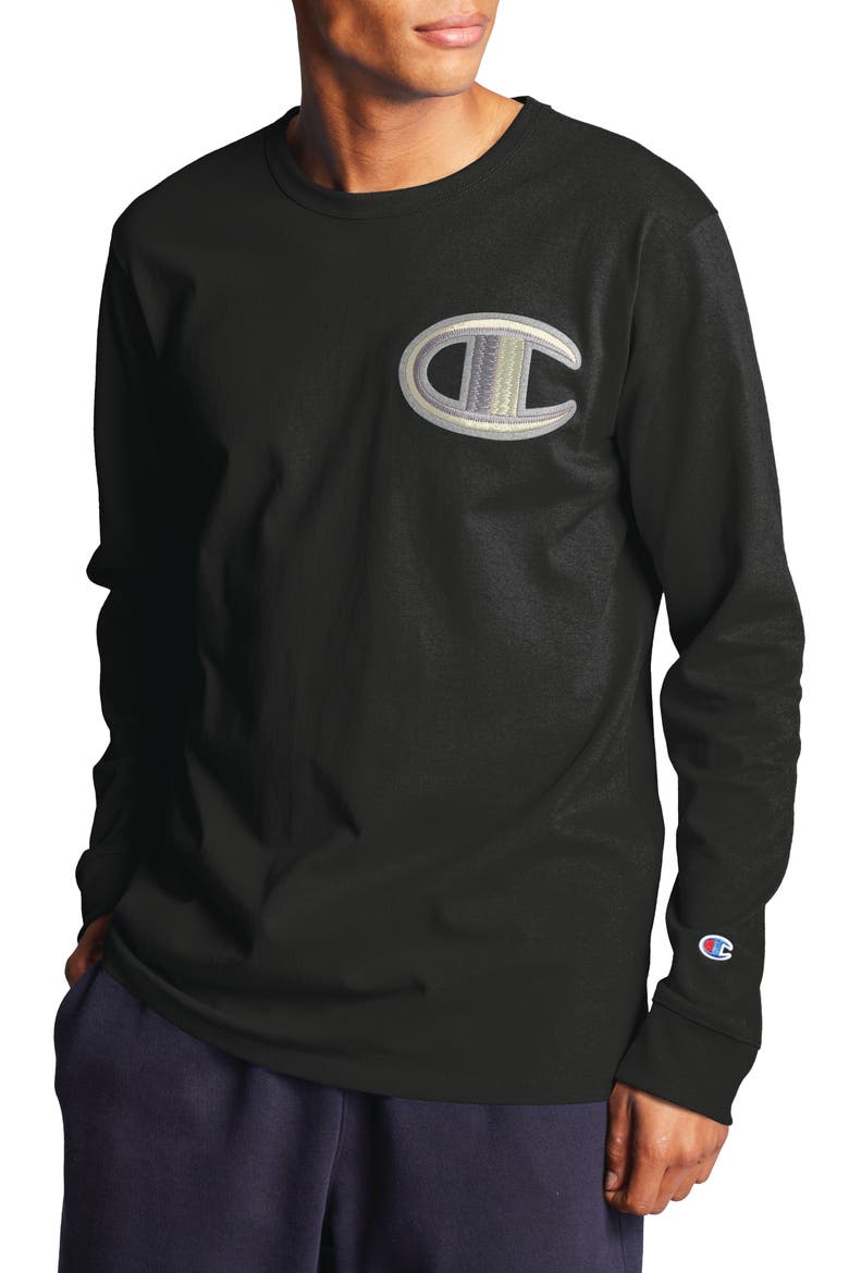 Heritage Long Sleeve Logo T-Shirt, Main, color, BLACK