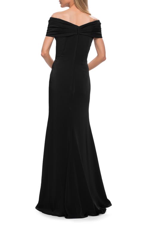 LA FEMME LA FEMME SIMPLY CHIC OFF THE SHOULDER JERSEY GOWN