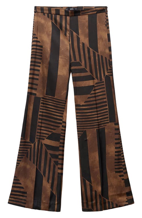 Mango Satin Striped Trousers Brown In Brown