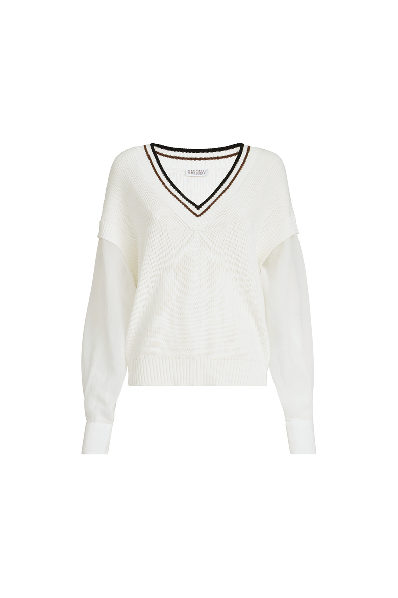 Cotton sweater, Alternate, color, White
