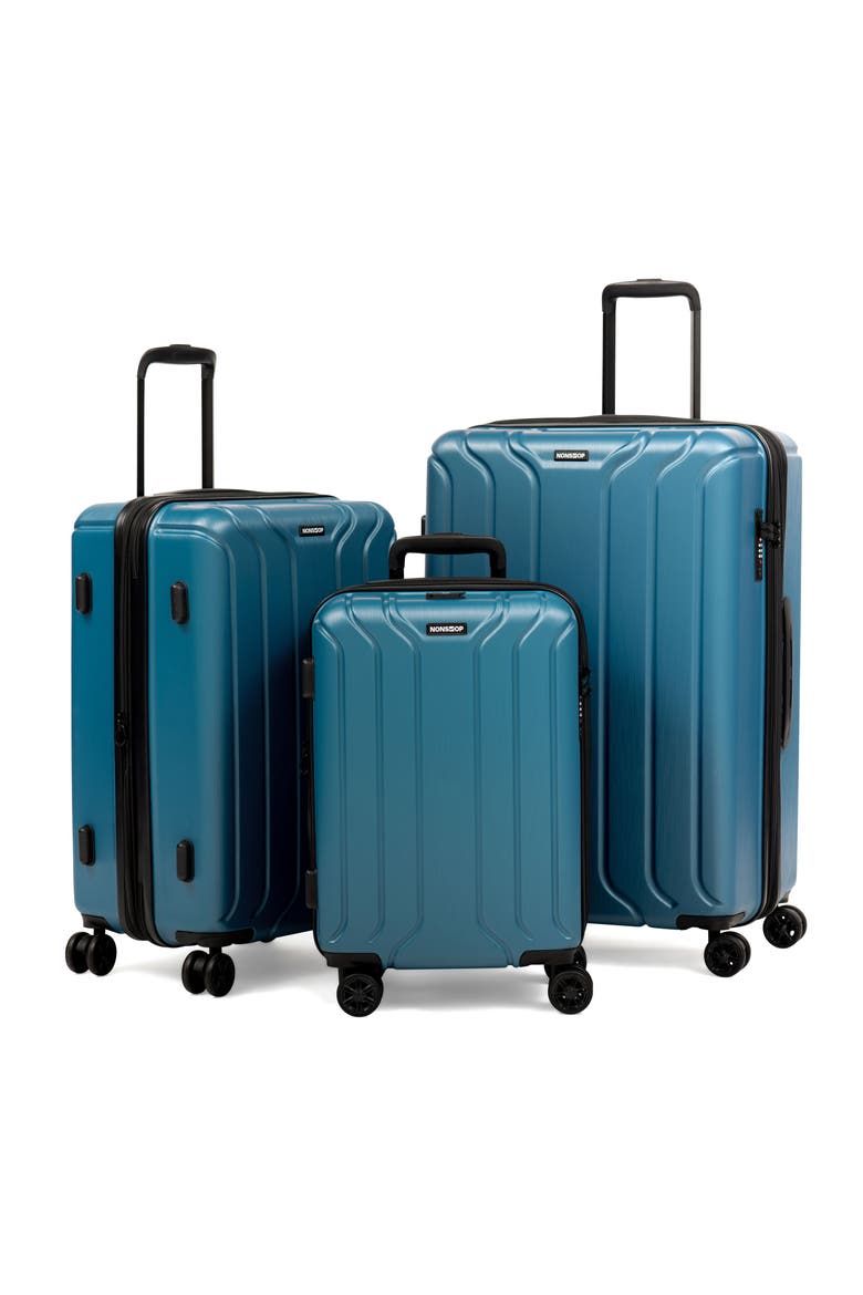 New York 3 Piece Set (20"/24"/ 28") 4 Wheel Luggage Set + 3 Packing Cubes, Main, color, Teal