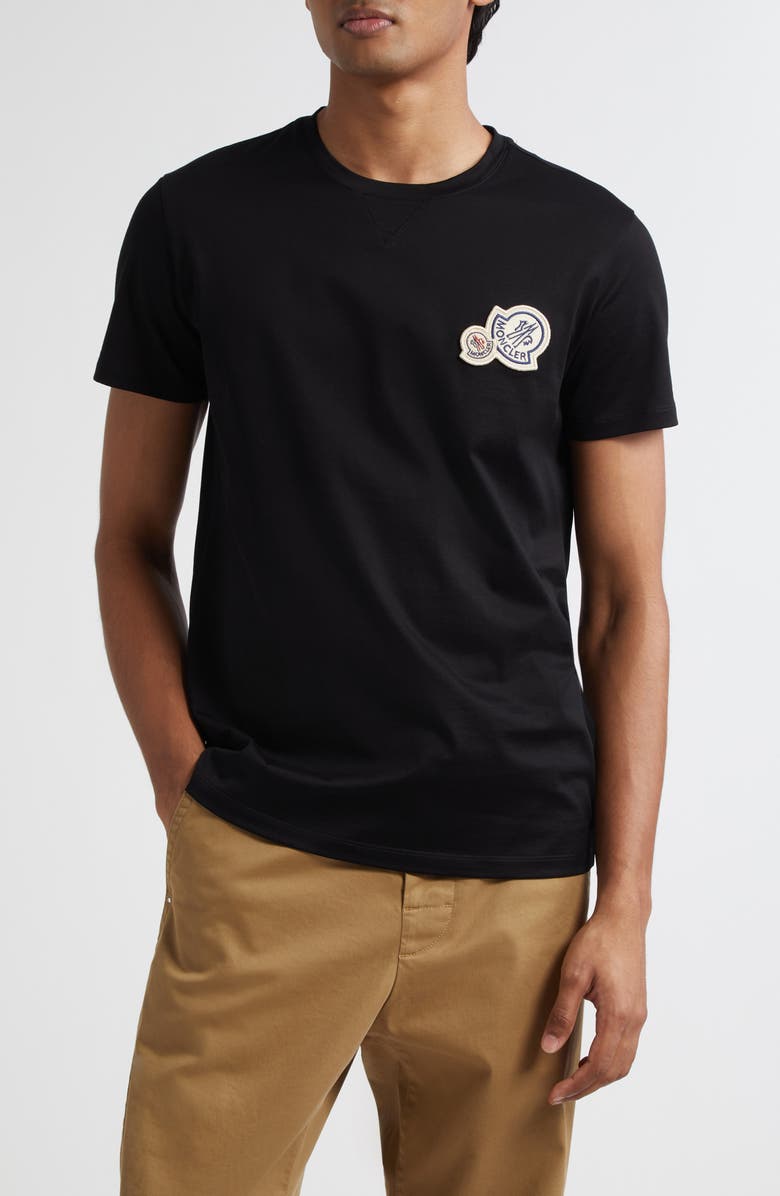 Moncler Logo Patch T-Shirt, Main, color, Black