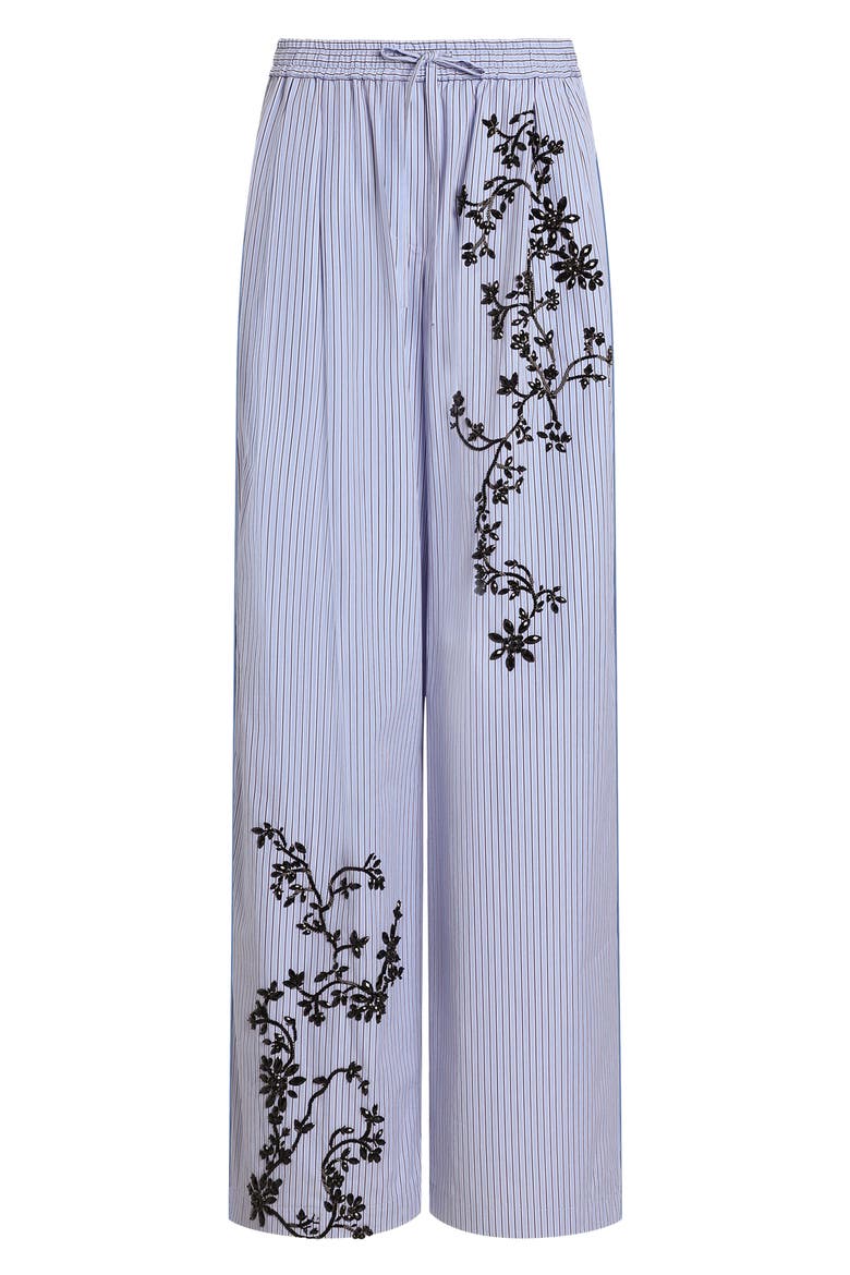Embroidered Wide Leg Poplin Pants, Alternate, color, S8400 EMBROIDERED