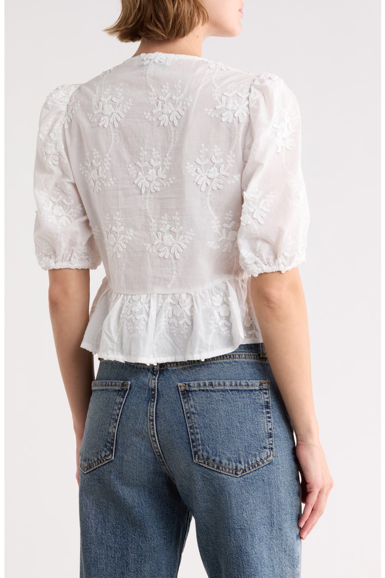 Floral Puff Sleeve Peplum Crop Top (Women) | Nordstromrack