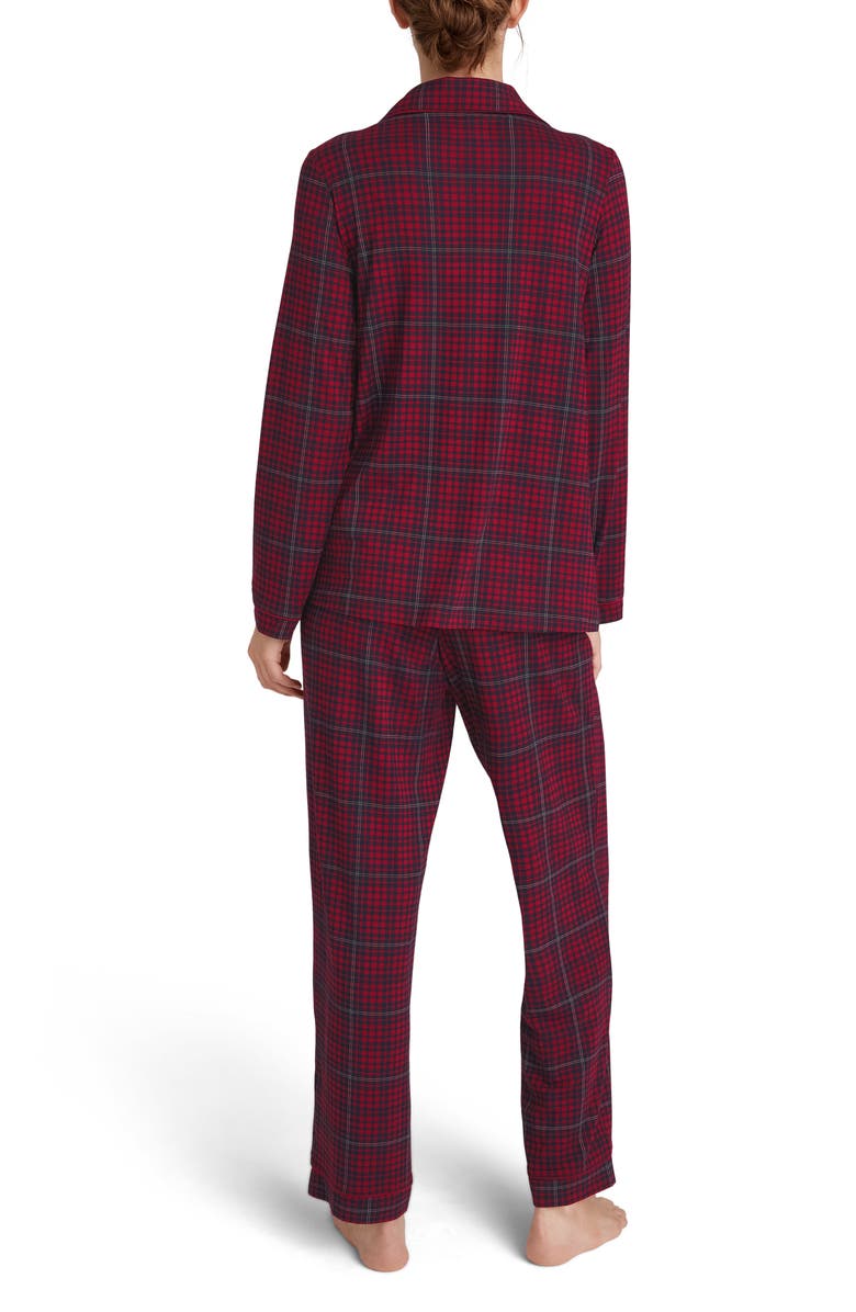 Tommy John Women’s Tri-Blend Sleep Long Sleeve Top & Pant Pajamas, Alternate, color, Rhubarb Flannel