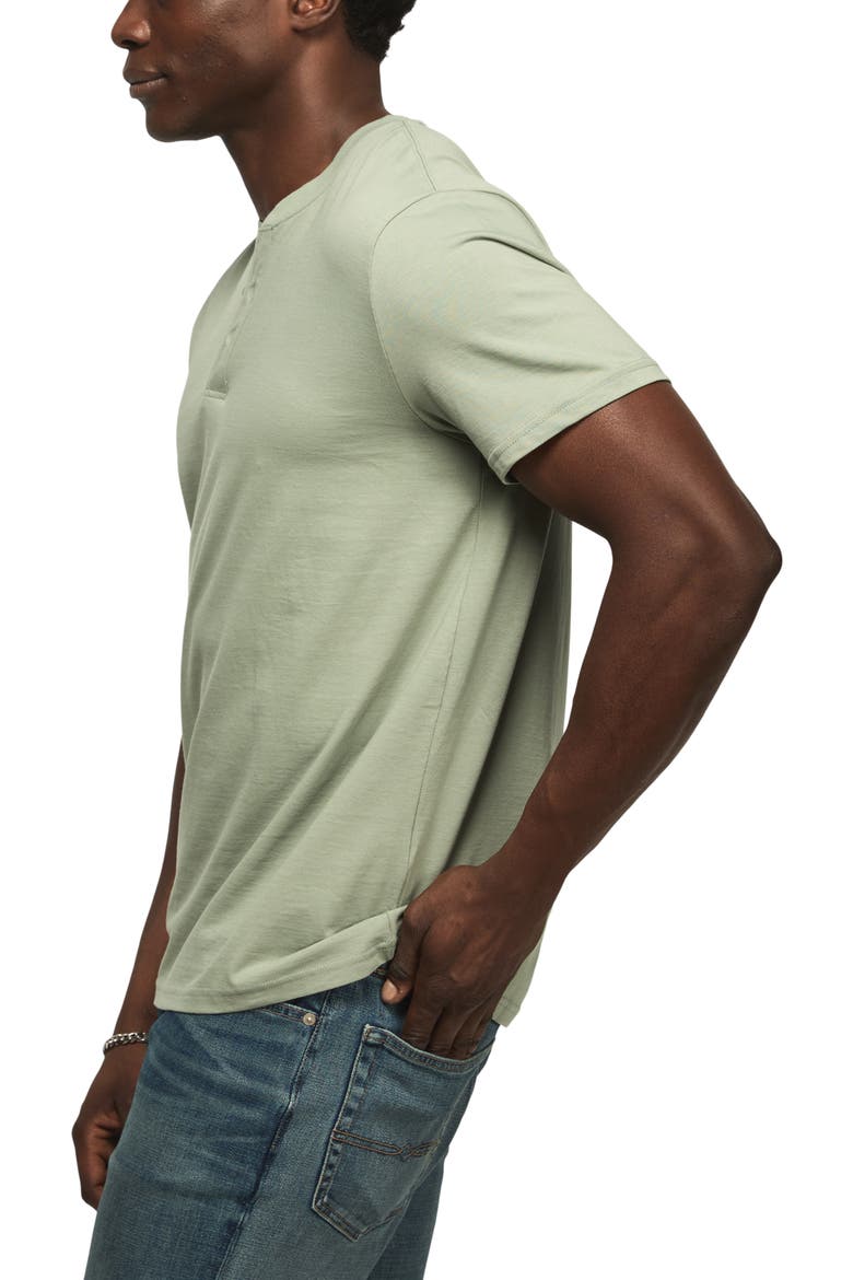 Solid Short Sleeve Cotton Henley, Alternate, color, LILY PAD