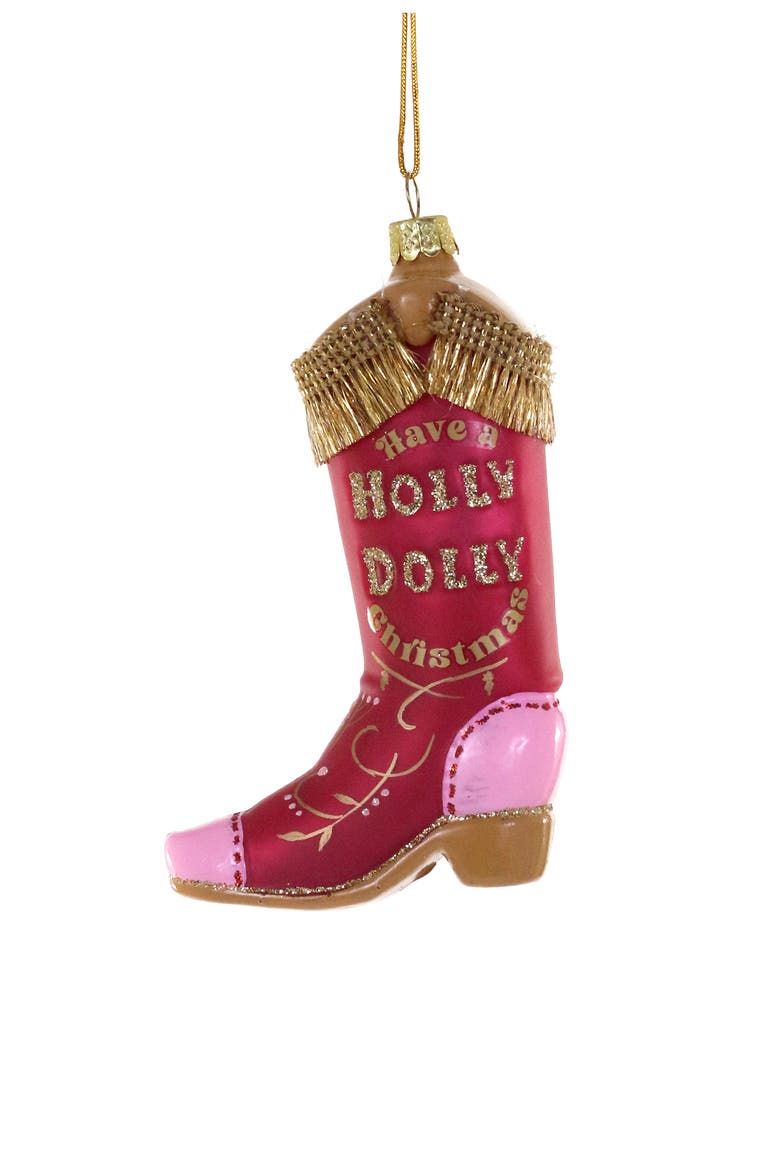 Have a Holly Dolly Boot Ornament, Main, color, PINK MULTI
