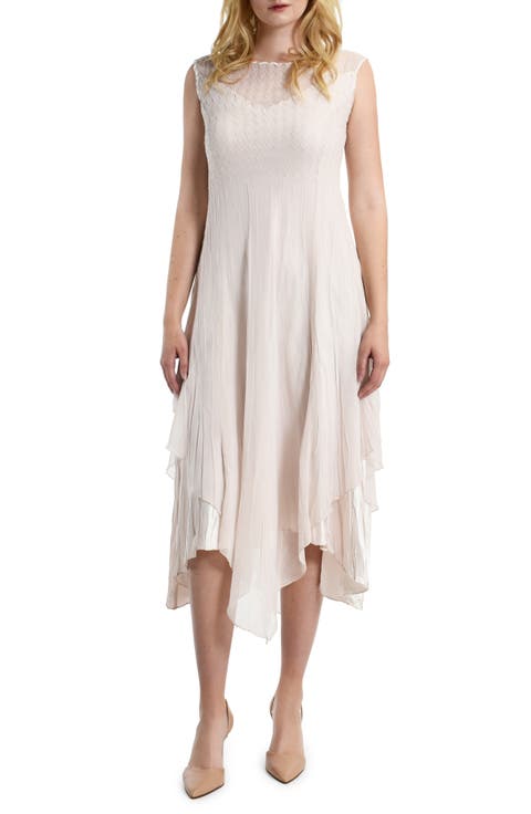 Illusion Neck Charmeuse & Chiffon Dress with Shawl