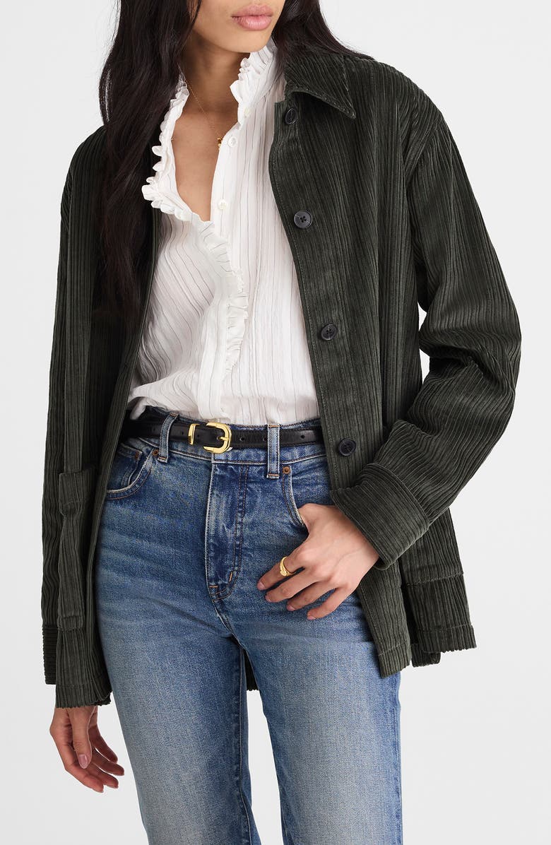 Madewell Variegated Corduroy Chore Jacket, Main, color, Graphite Green