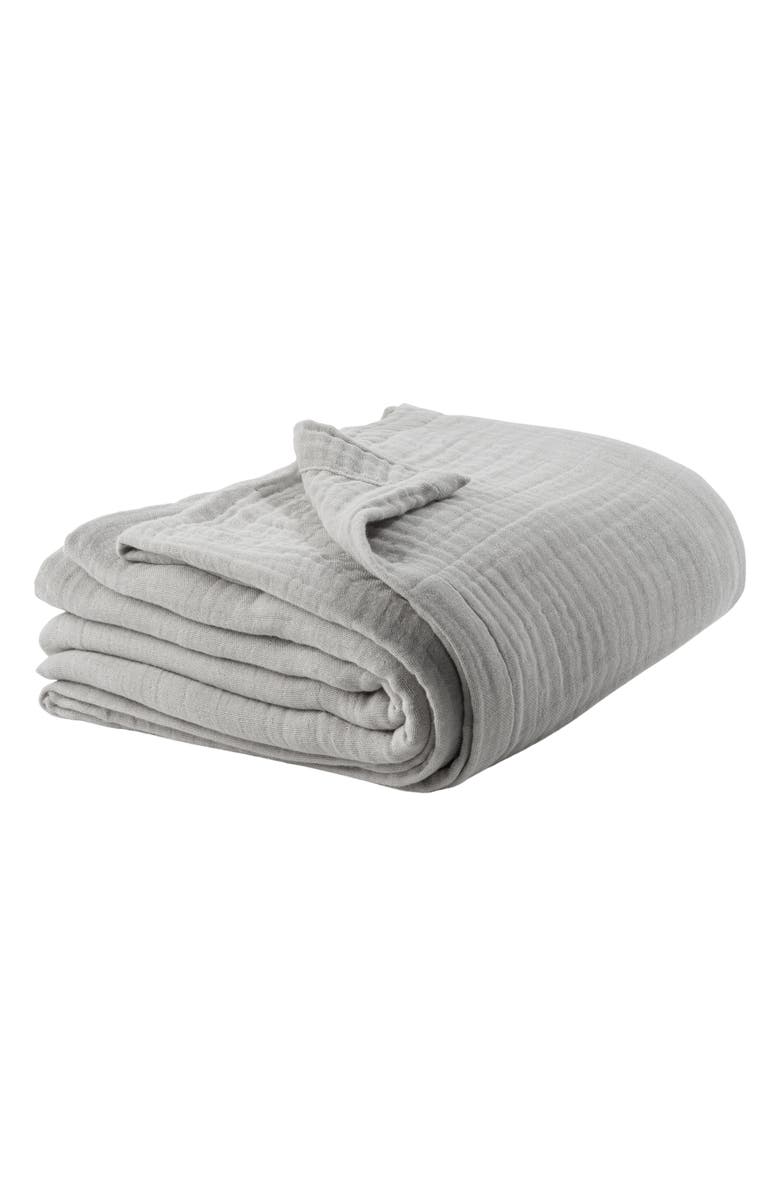 Bearaby Organic Cotton Muslin Cocoon Throw Blanket, Main, color, Moonstone Grey