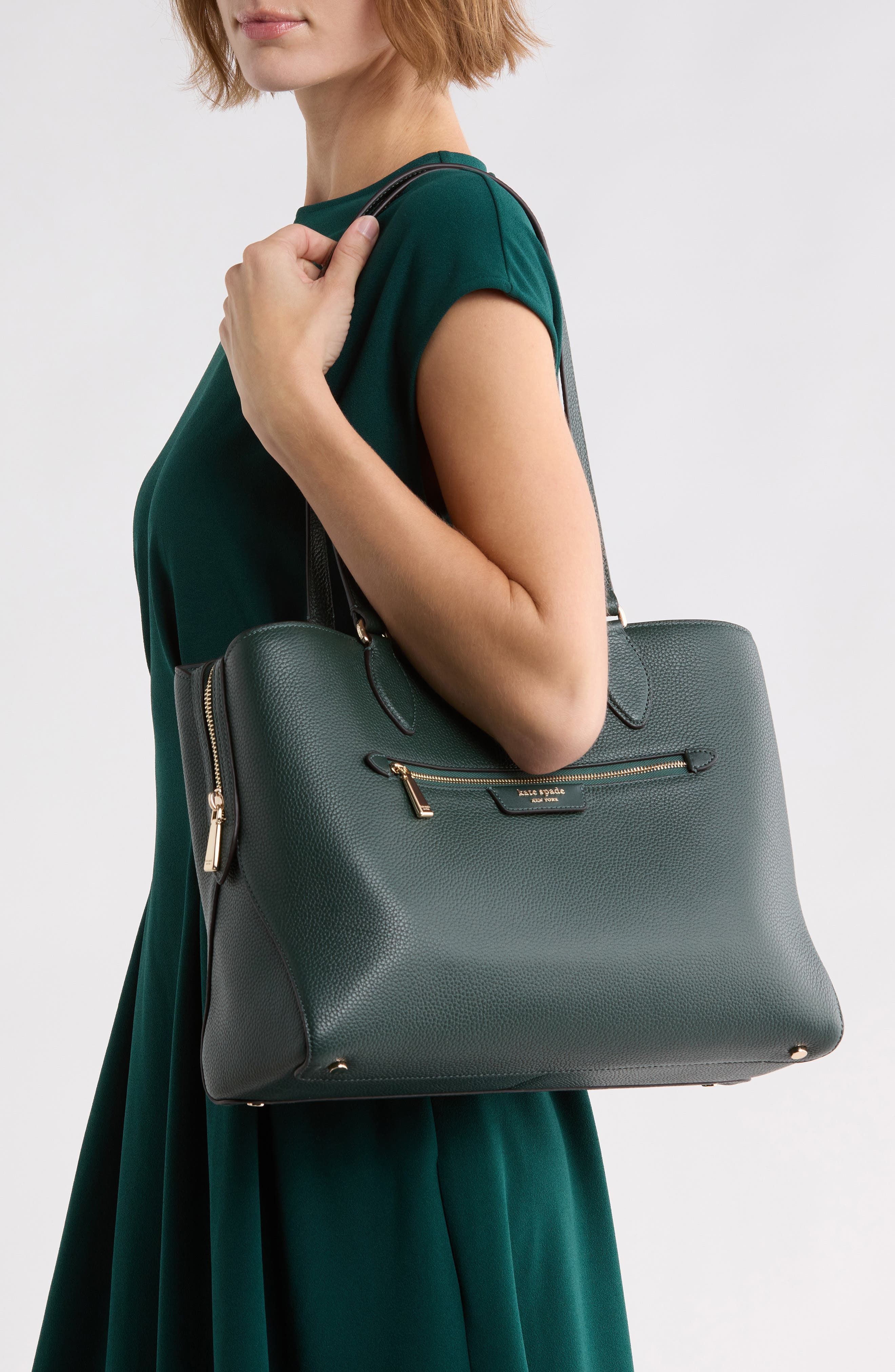hudson pebble leather work tote, Alternate, color, NORTHERN PINE