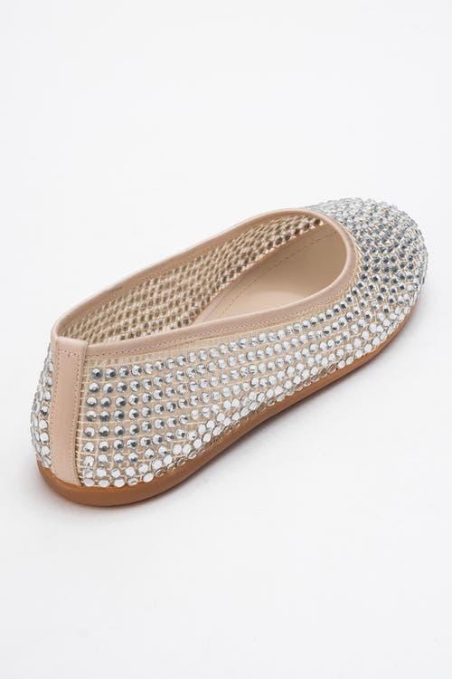 Prologue Shoes Runway Mesh Embellished Ballet Flat In Metallic