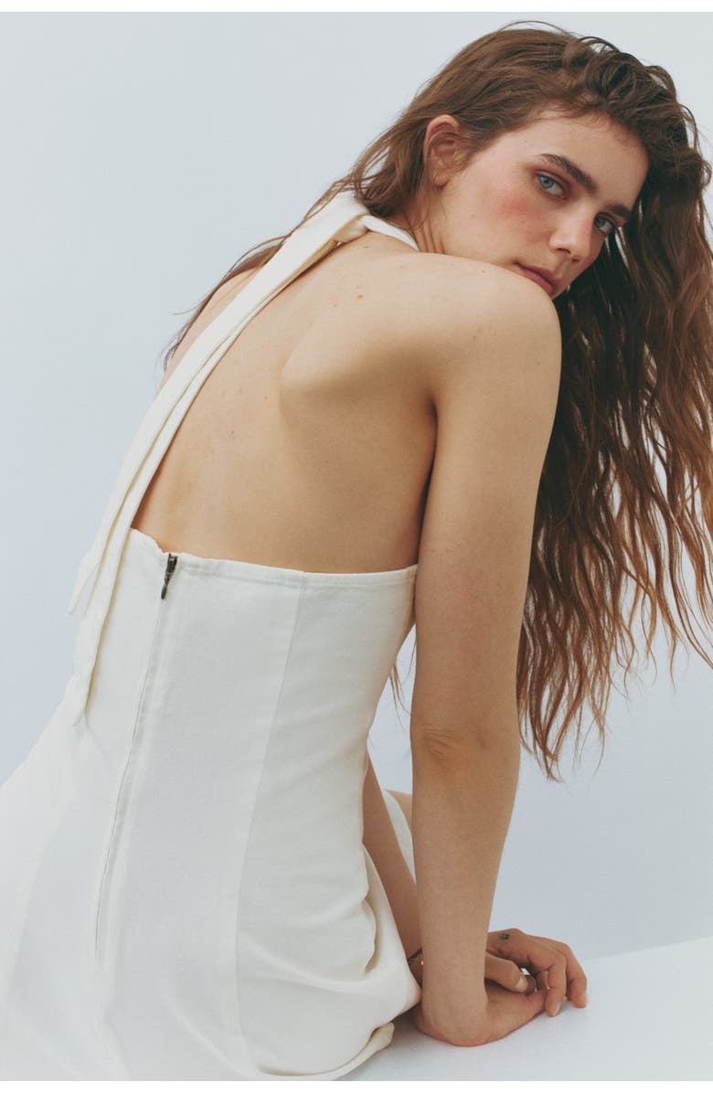 H&M Denim Halterneck Dress, Alternate, color, White