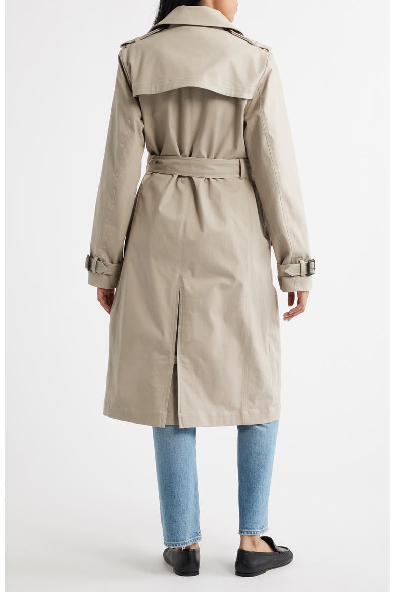 Belted Stretch Cotton Trench Coat, Alternate, color, LIGHT GREY
