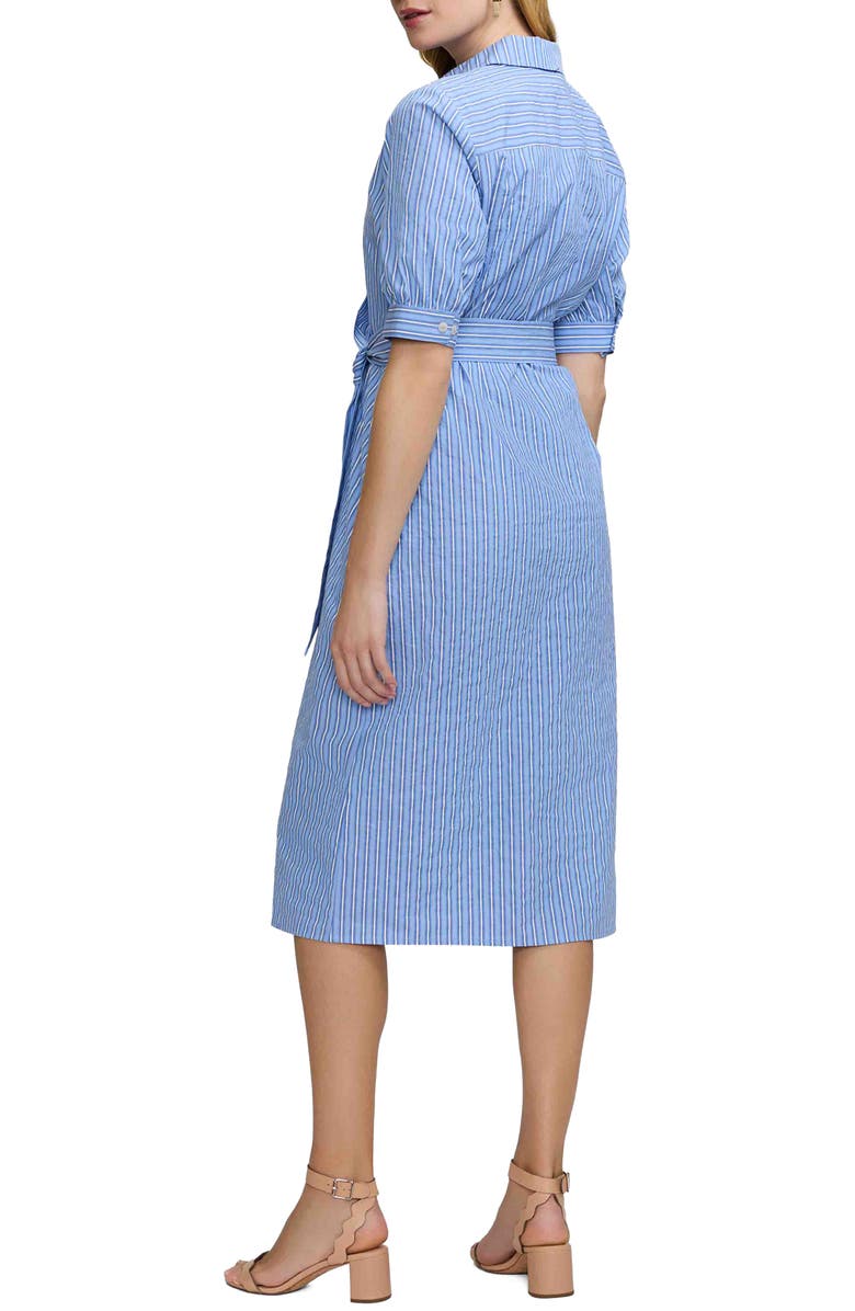 Foxcroft Esther Belted Stripe Cotton Shirtdress, Alternate, color, Blue Multi