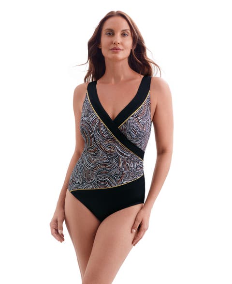 Pide Side Shirred Surplice Long Torso One-Piece Swimsuit