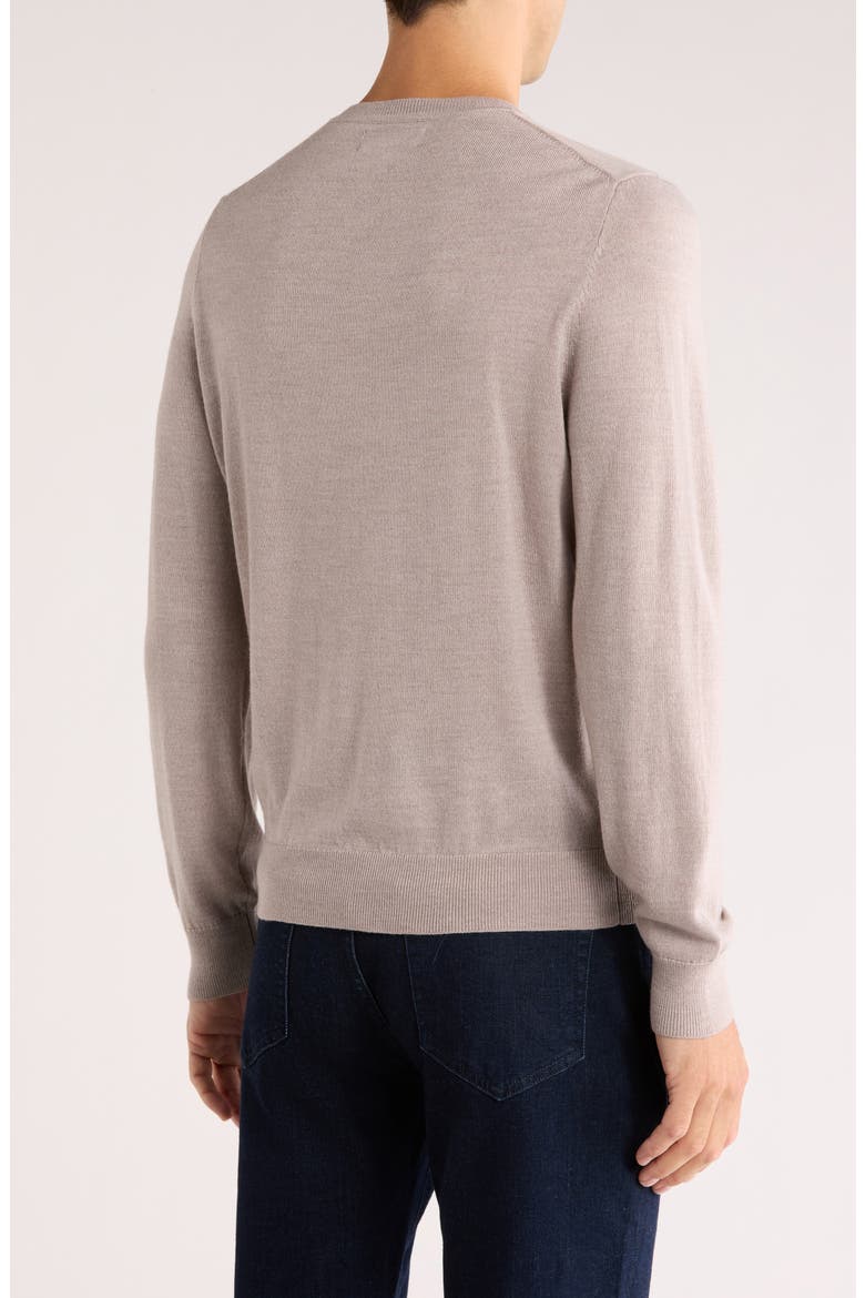 Washable Merino Wool Crewneck Sweater, Alternate, color, BEIGE STRING HEATHER