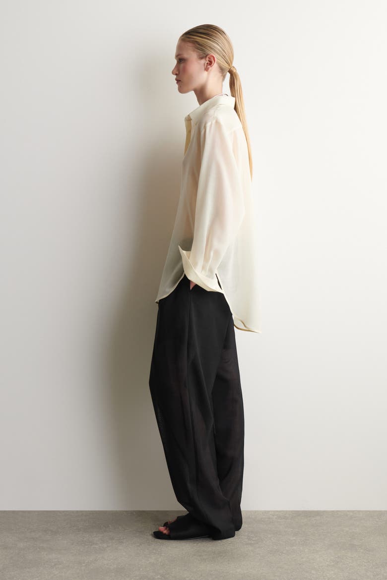 Fluid Wool-Voile Shirt, Alternate, color, CREAM