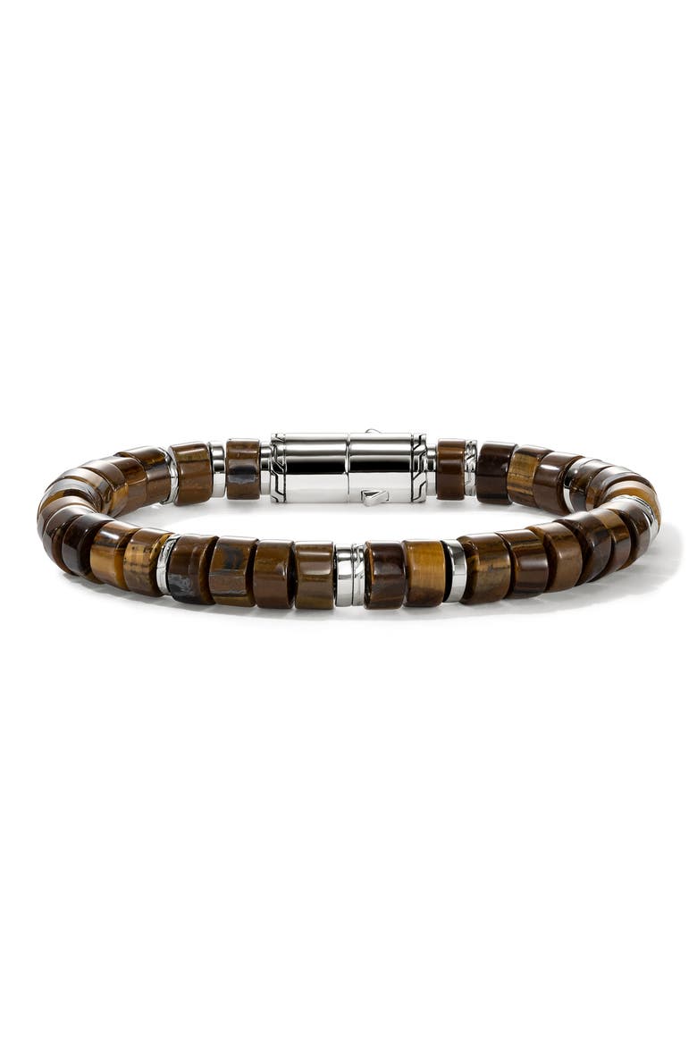 Heishi Beaded Bracelet, Main, color, SILVER