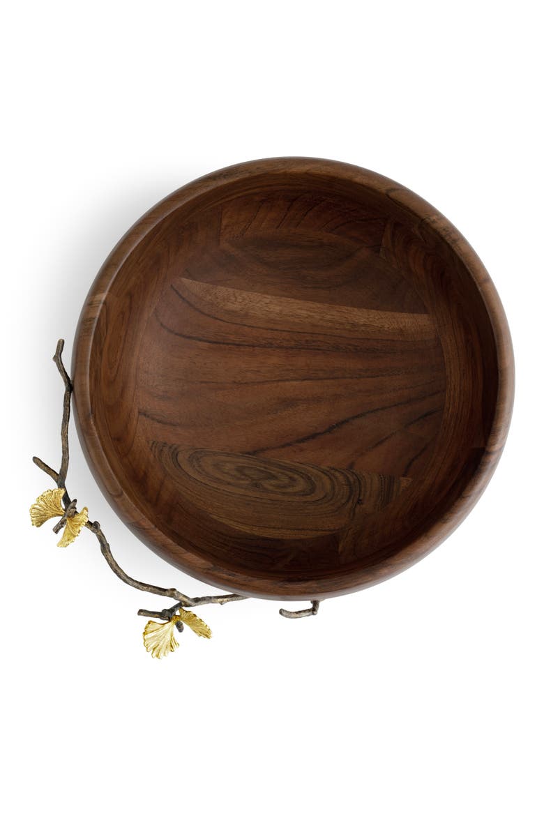 Butterfly Ginkgo Wood Salad Bowl, Alternate, color, BROWN