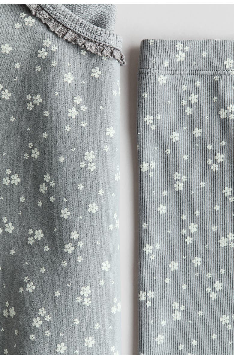 H&M 2-piece Patterned Cotton Set, Alternate, color, Gray/Floral