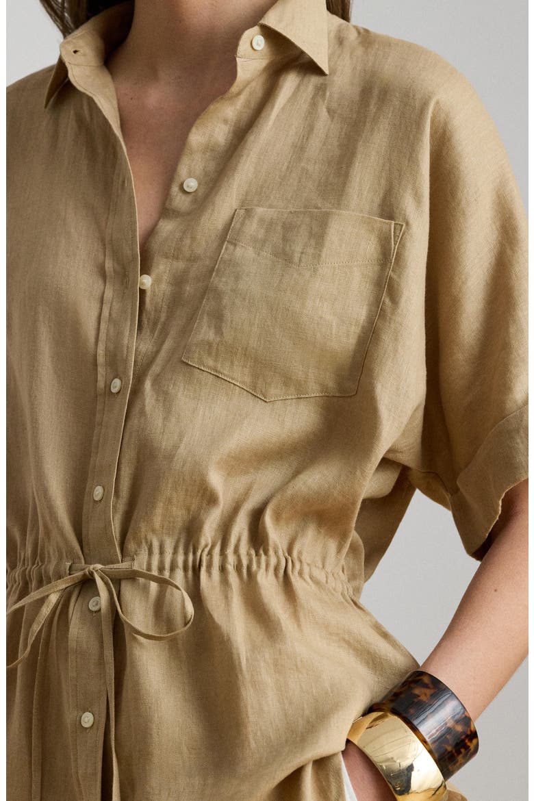 Linen Roll-Tab Sleeve Tunic, Alternate, color, BIRCH BEIGE