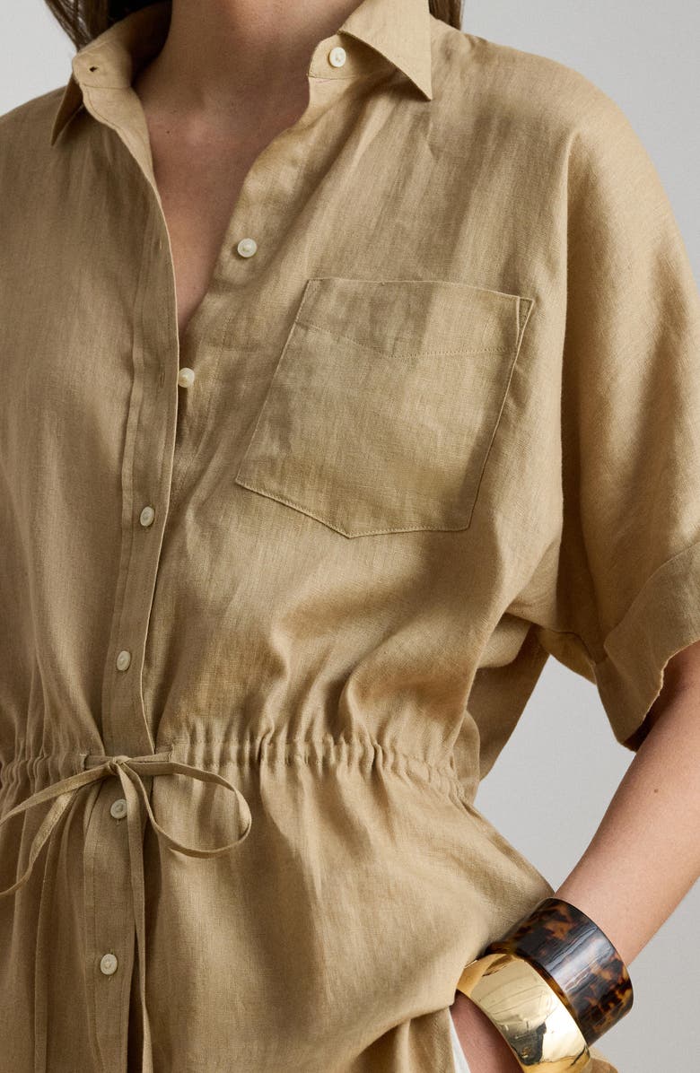 Lauren Ralph Lauren Linen Roll-Tab Sleeve Tunic, Alternate, color, Birch Beige