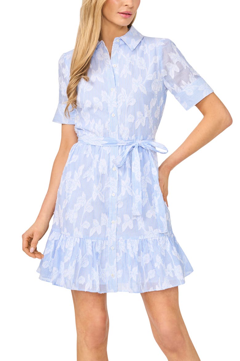 Tie Waist Shirtdress, Alternate, color, BLUE/ ULTRA WHITE