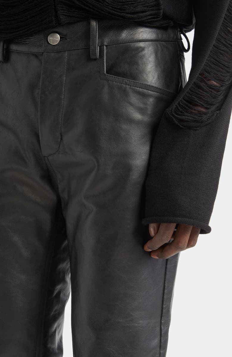 Rick Owens Tyrone Skinny Fit Leather Jeans, Alternate, color, Black