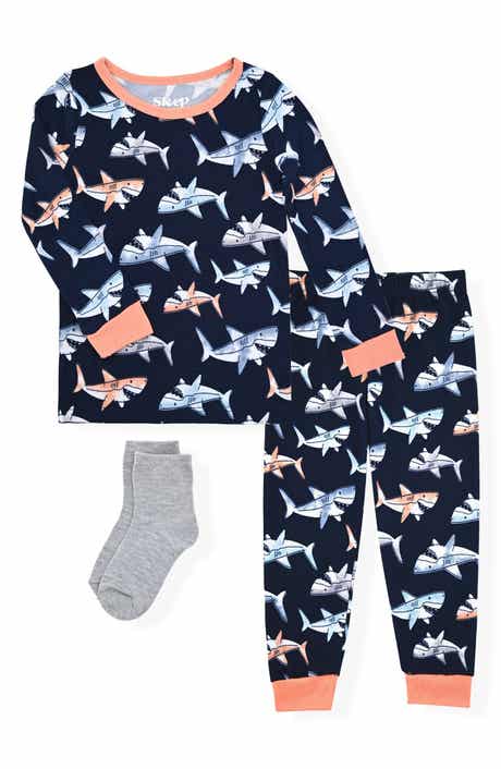 SLEEP ON IT Print Fitted Two-Piece Pajamas & Socks Set