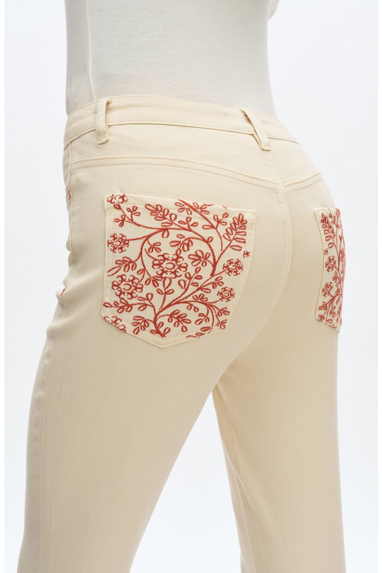 Embroidered High Waist Bootcut Jeans, Alternate, color, OFF WHITE