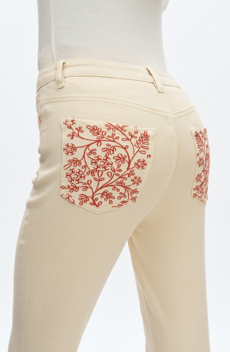 Bayeas Embroidered High Waist Bootcut Jeans, Alternate, color, Off White