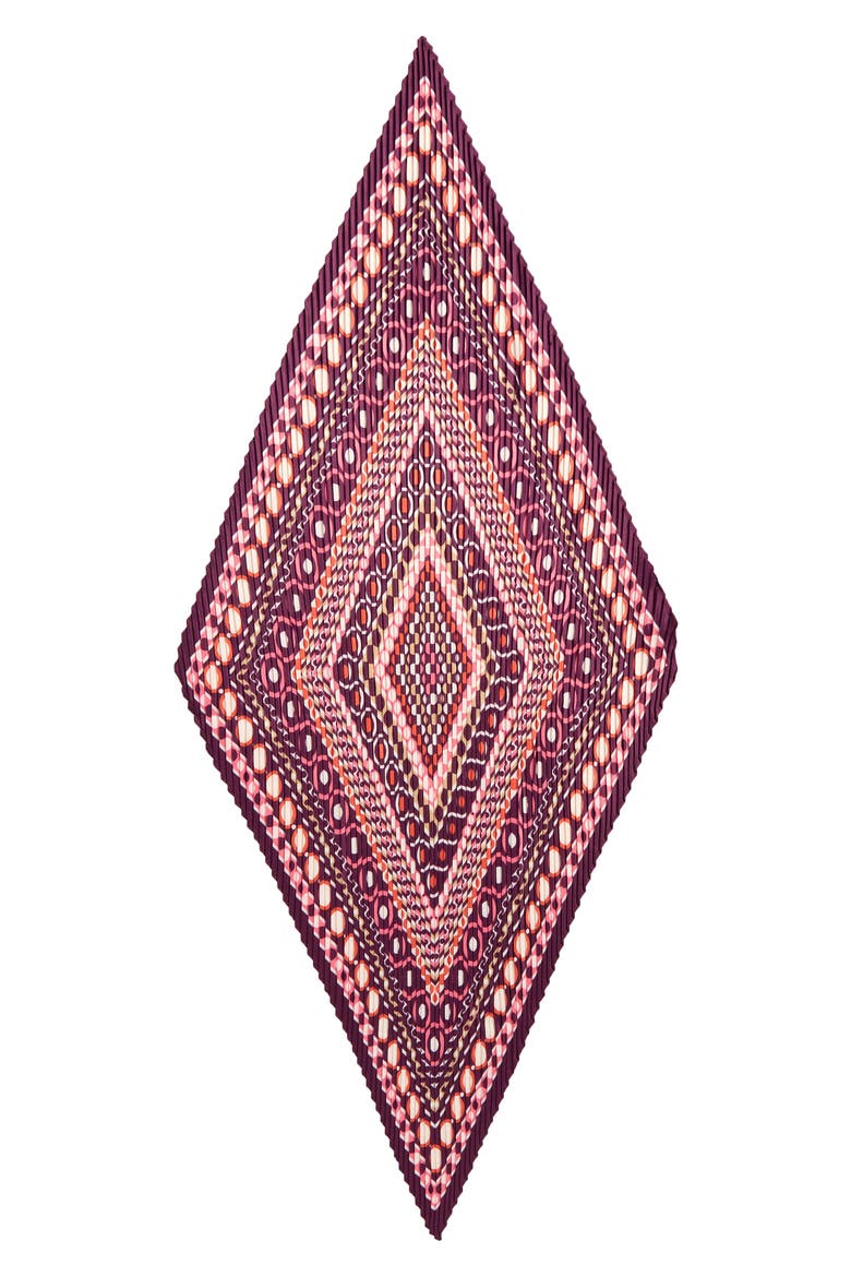 Pleated Dots on Dots Diamond Silk Scarf, Alternate, color, WINETASTING