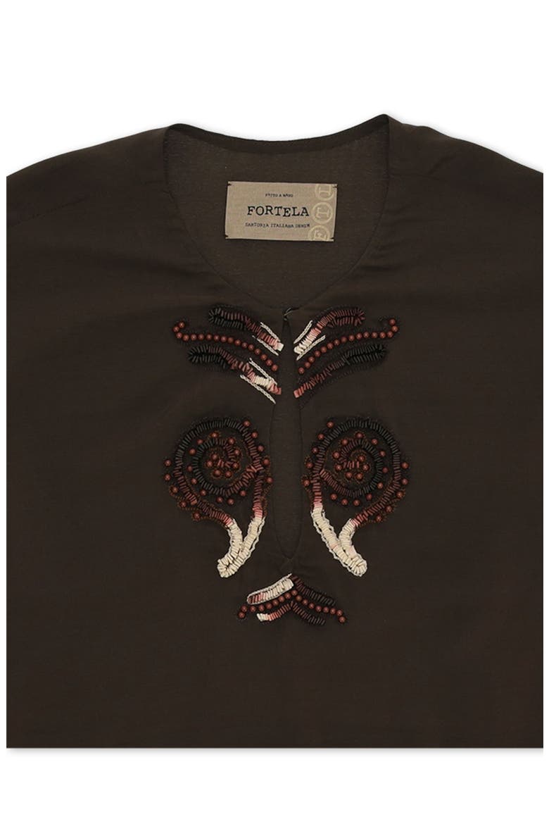 Bohemian Embroidered Silk Blouse, Alternate, color, BROWN