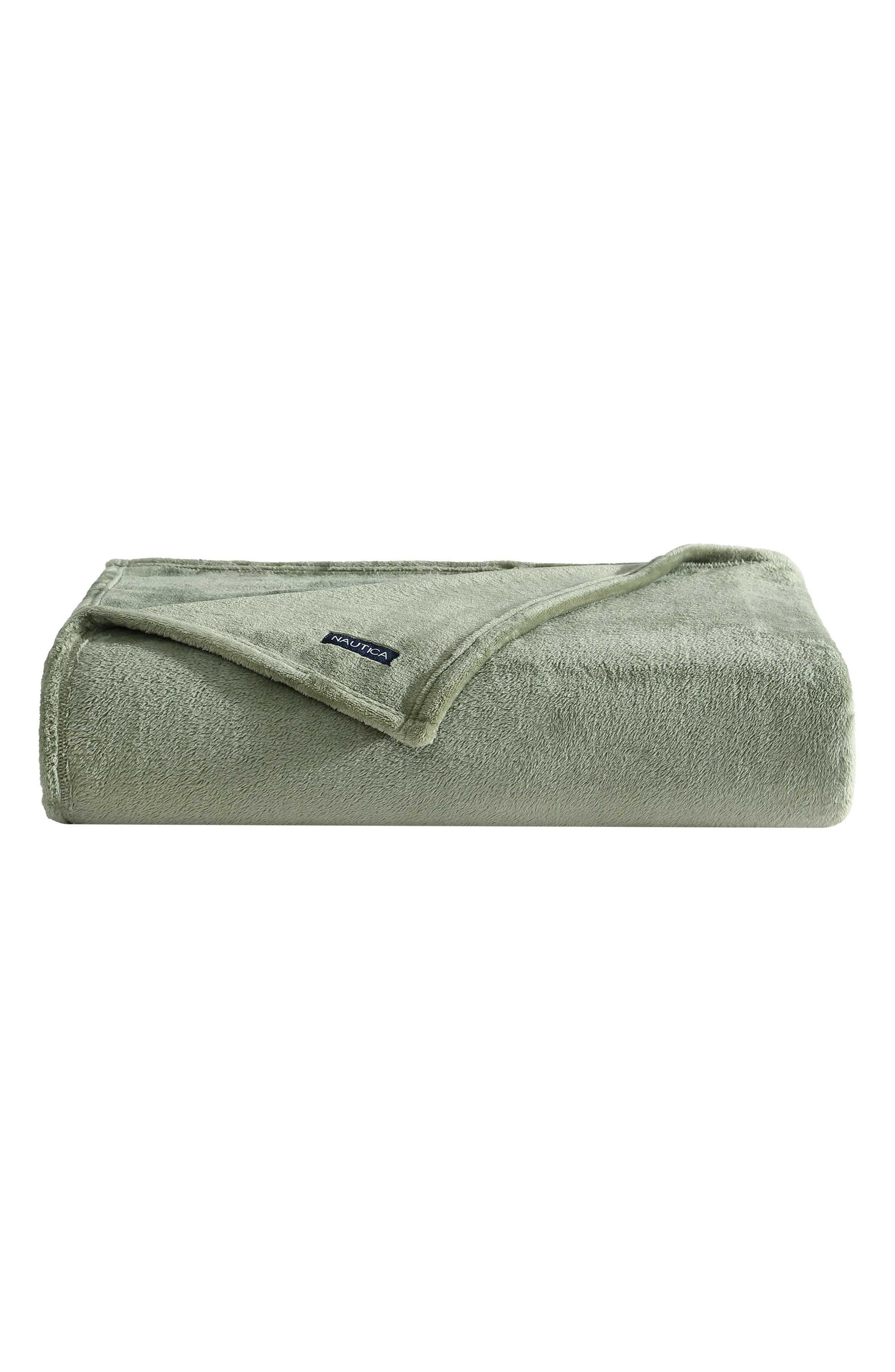 Nautica Solid Fleece Throw Blanket