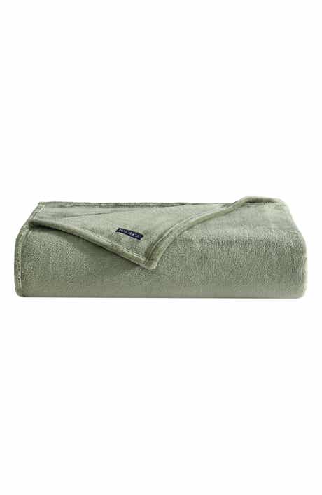 Nautica Solid Fleece Throw Blanket