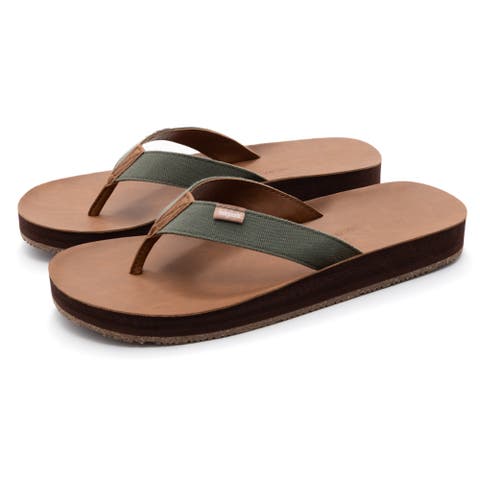 Mens Zensole Kinderz Faux Leather Flip Flop Thong Sandals