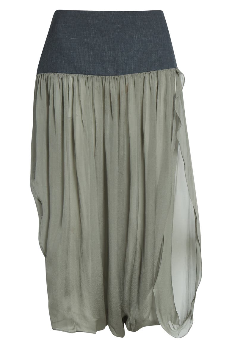 Mila Sheer Silk & Suiting Skirt, Alternate, color, GREEN