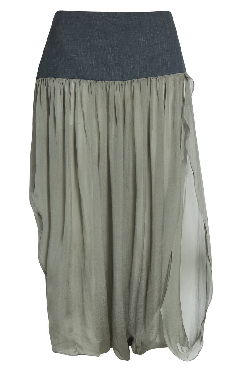 Paloma Wool Mila Sheer Silk & Suiting Skirt, Main, color, Green