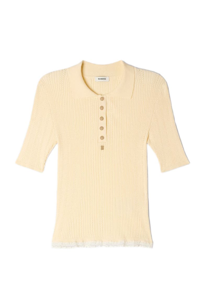 Knit polo shirt, Alternate, color, Vanilla
