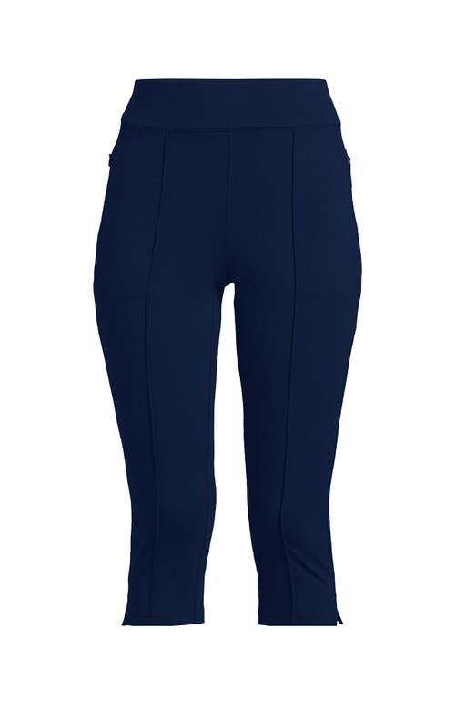Lands' End Starfish High Rise Pintuck Capri Pants In Blue