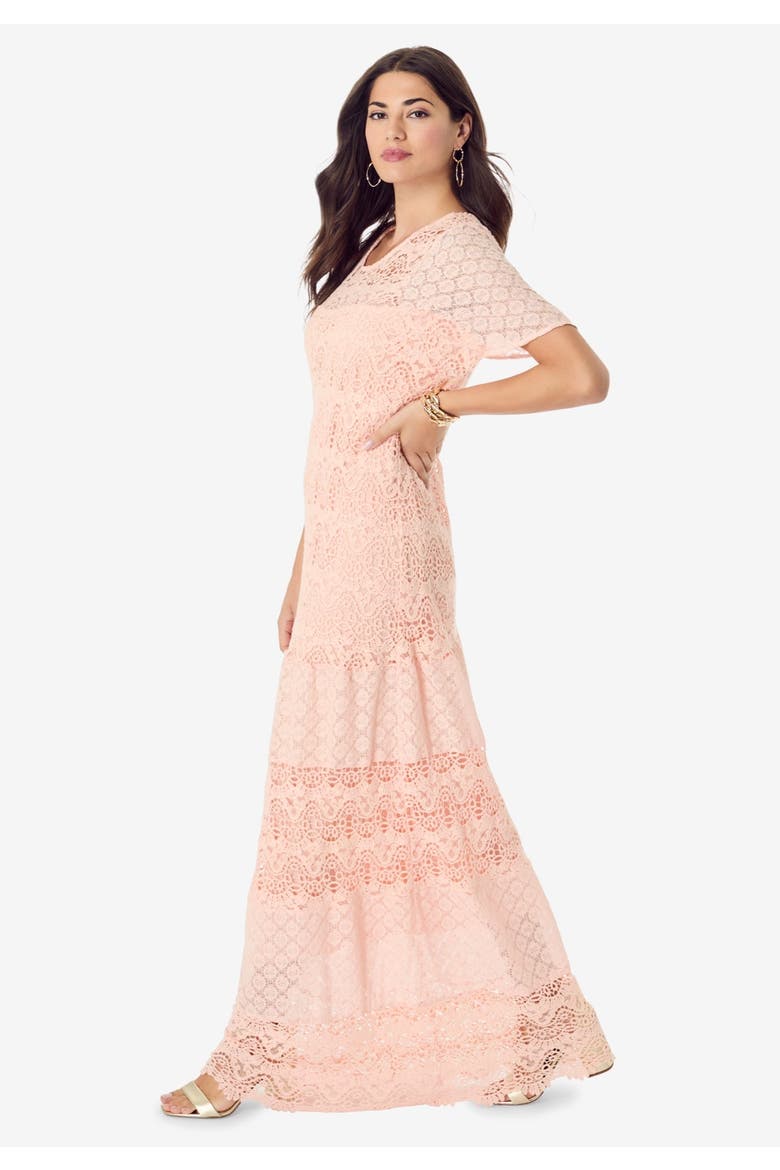 Crochet Lace Maxi Dress, Alternate, color, MYSTIC PINE