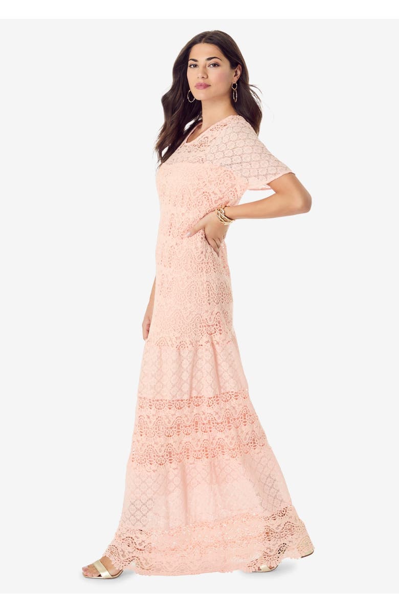 Roaman's Crochet Lace Maxi Dress, Alternate, color, Mystic Pine