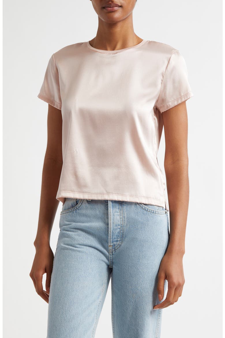 Stretch Silk T-Shirt, Main, color, OYSTER PINK