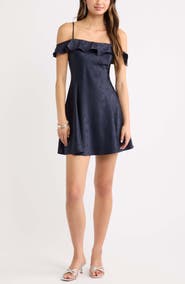 BP. Off the Shoulder Satin Minidress