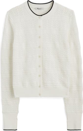 Pointelle Cotton Blend Cardigan